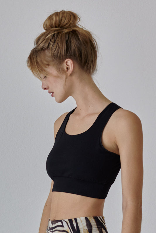 Nachhaltiges Crop Top / Sport-BH in schwarz für Frauen von Lounge Cherie