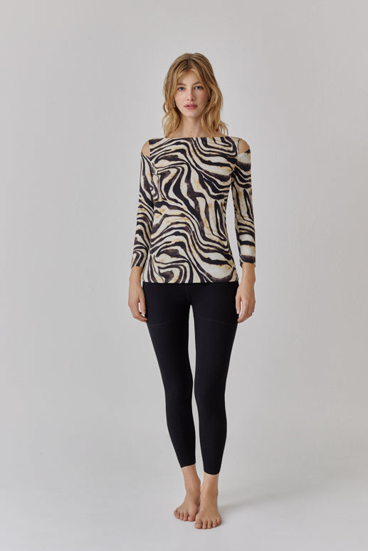 Nachhaltiges Langarmshirt aus Modalfaser in Zebramuster für Frauen von Lounge Cherie