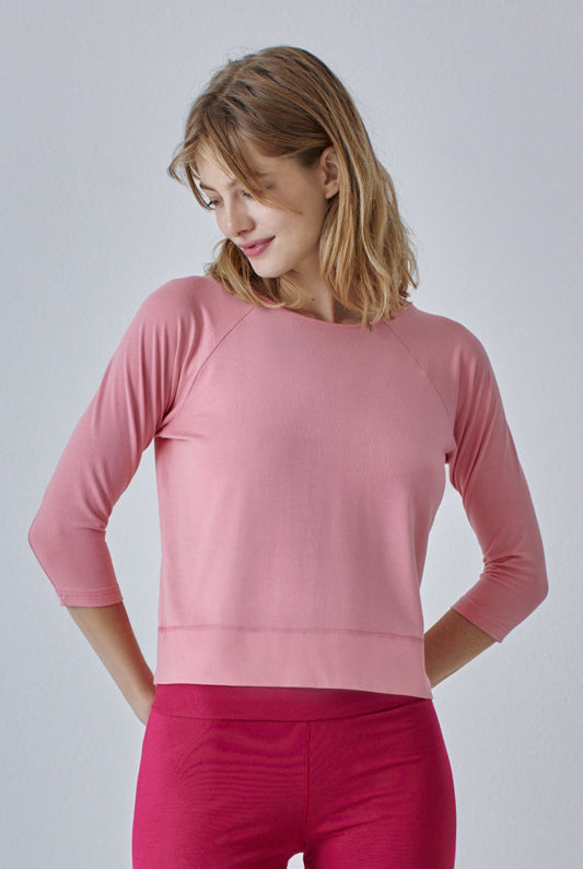 Nachhaltiges Raglanshirt aus Modalfaser in rose für Frauen von Lounge Cherie