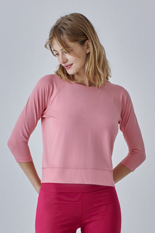 Nachhaltiges Raglanshirt aus Modalfaser in rose für Frauen von Lounge Cherie