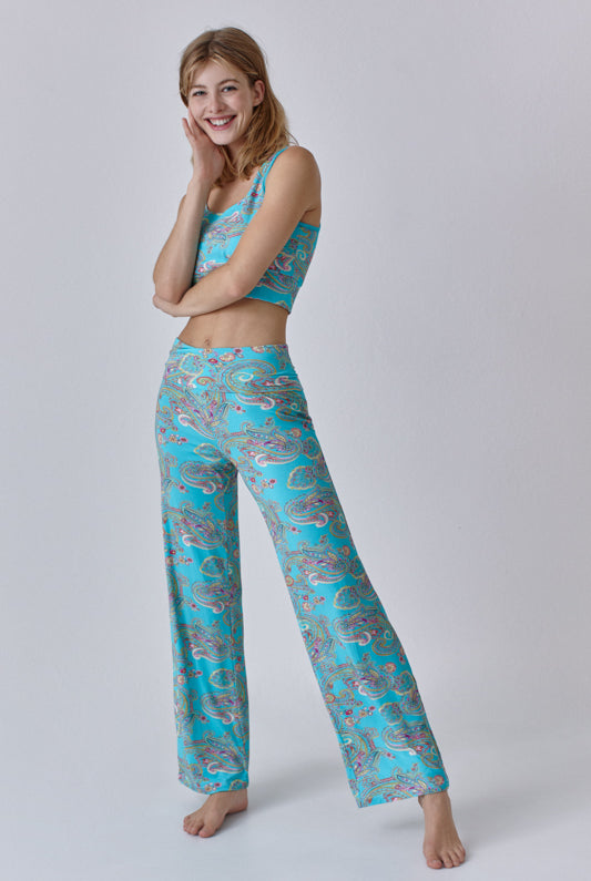 Nachhaltige Hose aus Modalfaser im aqua print für Frauen von Lounge Cherie