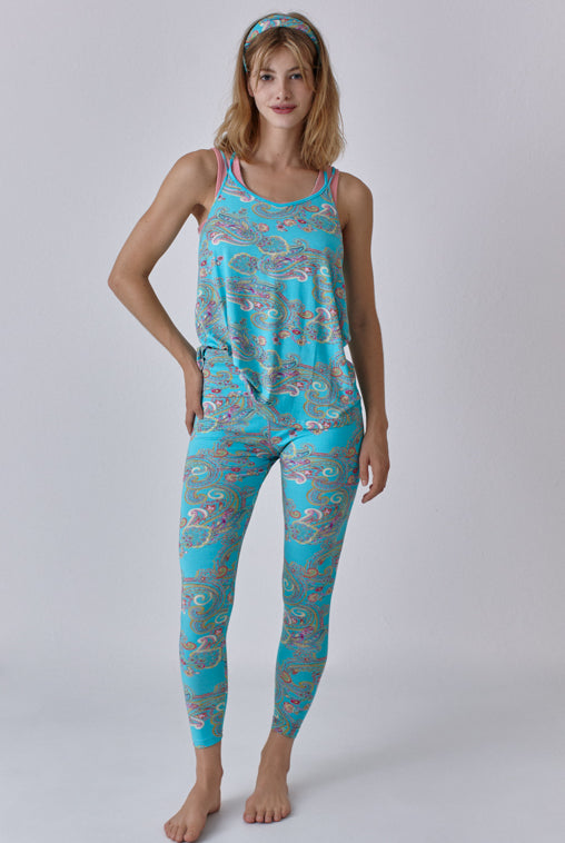 Shirt Mona aqua Yogahose Nanda uni aqua Lounge Cherie