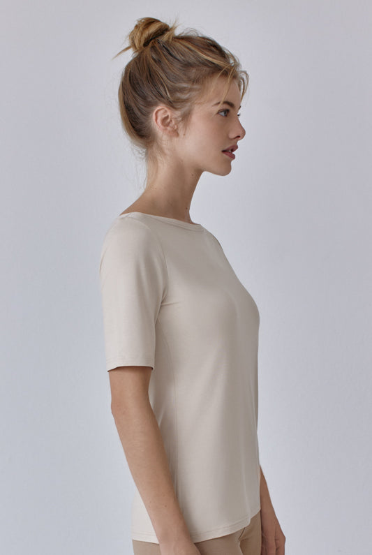 Nachhaltiges T-Shirt aus Modalfaser in elfenbein für Frauen von Lounge Cherie