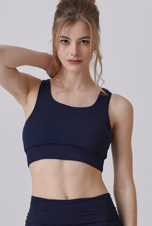Nachhaltiges Crop Top / Sport-BH in Navy Blau / schwarz für Frauen von Lounge Cherie