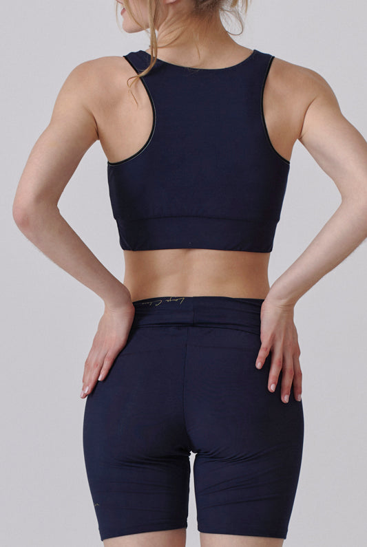Nachhaltiges Crop Top / Sport-BH in Navy Blau / schwarz für Frauen von Lounge Cherie