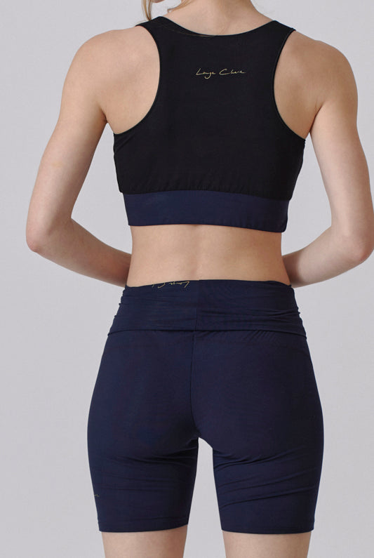 Nachhaltiges Crop Top / Sport-BH in Navy Blau / schwarz für Frauen von Lounge Cherie