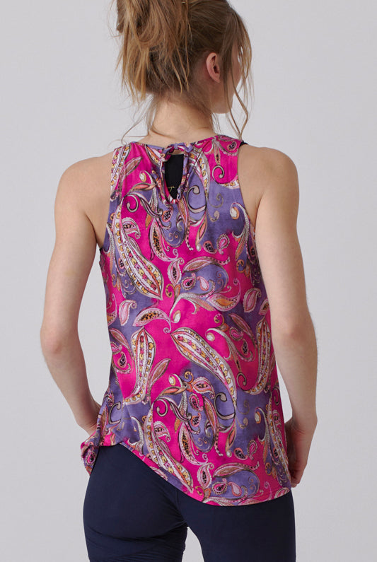 Nachhaltiges Trägertop in lila/pinkem Paisleymuster für Frauen von Lounge Cherie