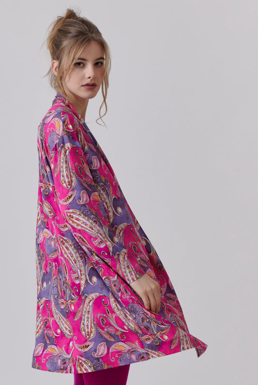 Nachhaltiger Kimono in lila/pinkem Paisleymuster für Frauen von Lounge Cherie