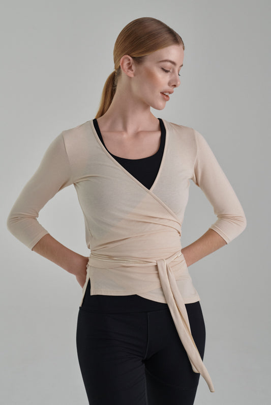 Nachhaltiges Wickelshirt in elfenbein für Frauen von Lounge Cherie