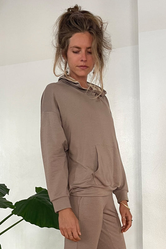 Nachhaltiger Hoodie in Braun für Frauen von Lounge Cherie