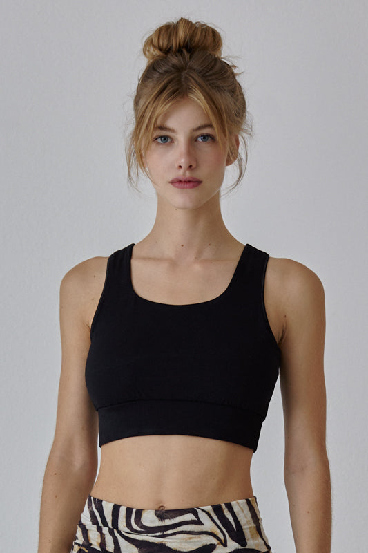 Nachhaltiges Crop Top / Sport-BH in schwarz für Frauen von Lounge Cherie