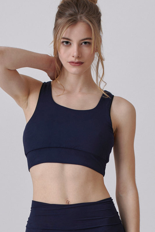 Nachhaltiges Crop Top / Sport-BH in Navy Blau / schwarz für Frauen von Lounge Cherie