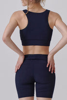 Nachhaltiges Crop Top / Sport-BH in Navy Blau / schwarz für Frauen von Lounge Cherie