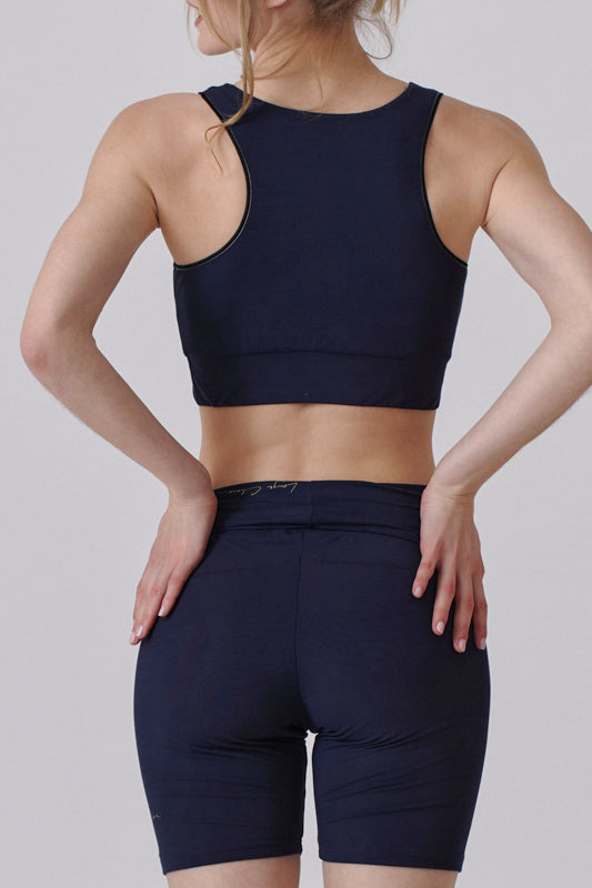 Nachhaltiges Crop Top / Sport-BH in Navy Blau / schwarz für Frauen von Lounge Cherie